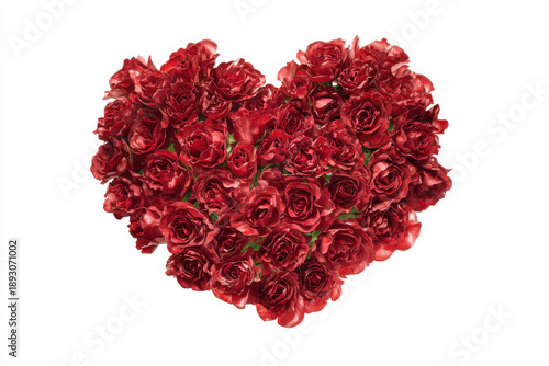 Wallpaper Mural Heart-Shaped Red Roses Arrangement on White, Vibrant & Romantic, Ideal for Valentine's Day Designs Torontodigital.ca