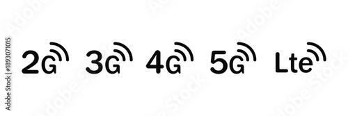 Set of internet connection LTE, 2G, 3G, 4G icon collection.