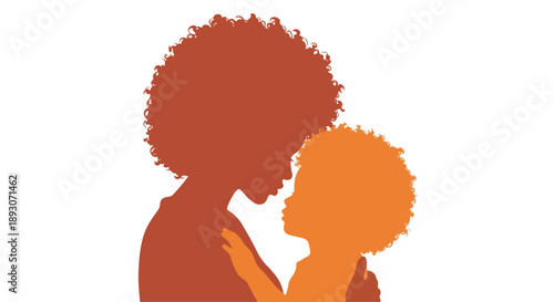 Silhouette of two people with afro hairstyles facing each other.