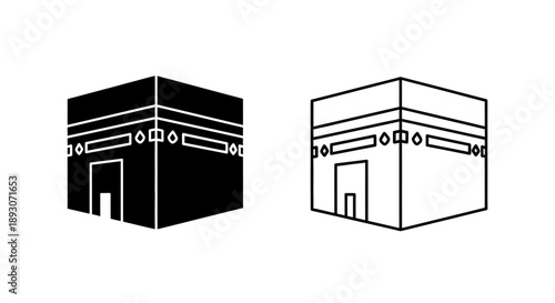 Black and white kaaba icon islamic symbol Vector
