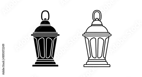 Classic street lamp vintage design black white illustration Vector