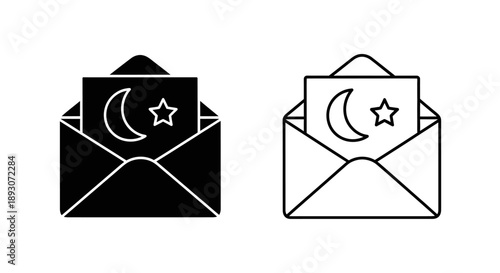 Islamic envelope moon star lettering design Vector
