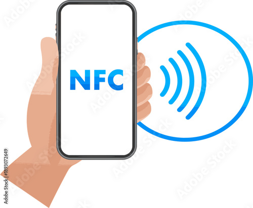 NFC Wireless Communication Vector Icon Contactless Technology