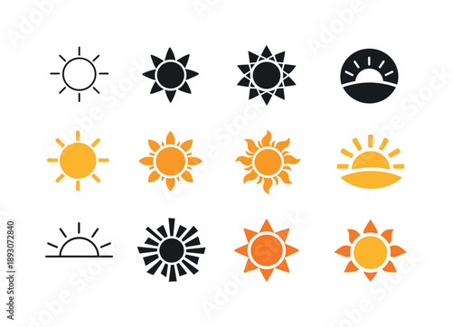 Celestial Logo Variations. Celestial bodies. Icon set. Set Logo of celestial bodies: sun. harmonious logo variations of the same emblematic concept, each with