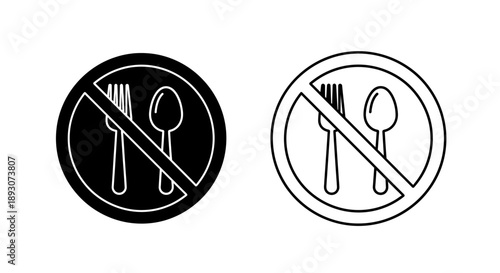 No cutlery sign black and white Vector
