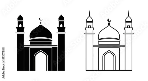 Islamic mosque architecture minimalist design Vector
