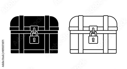 Treasure chest icon set lock symbol Vector