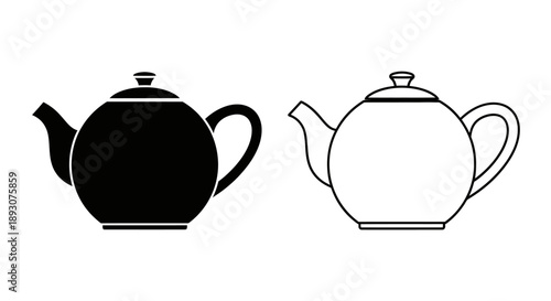 Teapot icons set black white simple minimalist Vector
