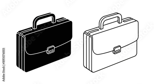 Business briefcase professional office work document case Vector