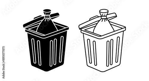 Modern trash bin icon set waste management recycling Vector