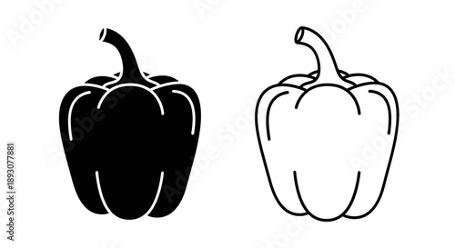 Black and white bell pepper silhouette Vector