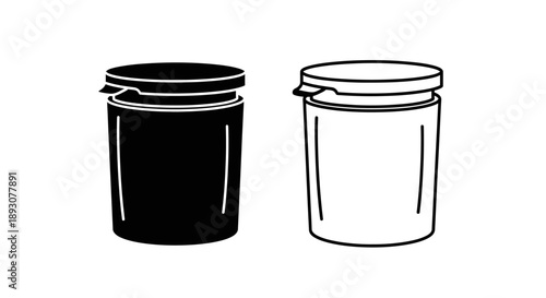Black and white plastic bucket with lid Vector
