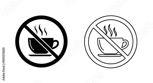 No coffee tea hot drinks prohibited signs Vector