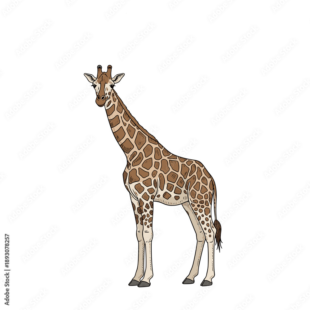 Obraz premium Giraffe standing gracefully on a white background representing isolation 