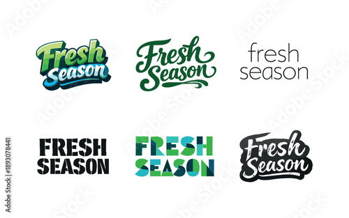 Versatile Lettering Styles. Fresh season campaign lettering. Set lettering. harmonious lettering variations of the same emblematic concept, each with different