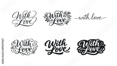 Harmonious Lettering Variations. With Love. Set lettering. harmonious lettering variations of the same emblematic concept, each with different artistic
