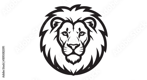 Majestic lion's face illustration showcasing fierce mane and powerful expression in a circular frame