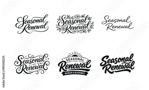 Harmonious Lettering Variations. Seasonal renewal. Set lettering. harmonious lettering variations of the same emblematic concept, each with different artistic