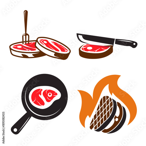 Beef and steak logo bundle.