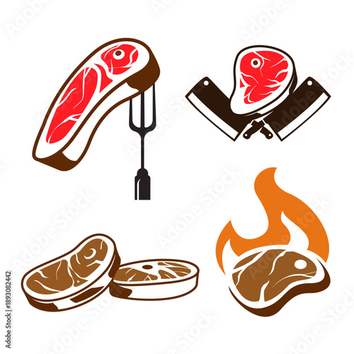 Beef and steak logo bundle.