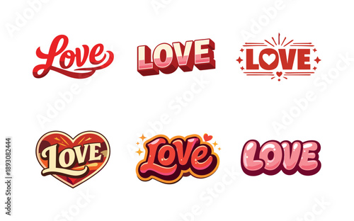 Bold Love Variations. bold love set. Set lettering. harmonious lettering variations of the same emblematic concept, each with different artistic interpretation