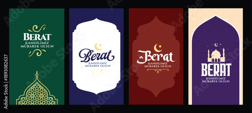 Berat Kandili, sosyal medya hikaye boyutları. Translation: Berat holy night, layout for social media story.