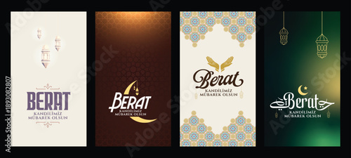 Berat Kandili, sosyal medya hikaye boyutları. Translation: Berat holy night, layout for social media story.