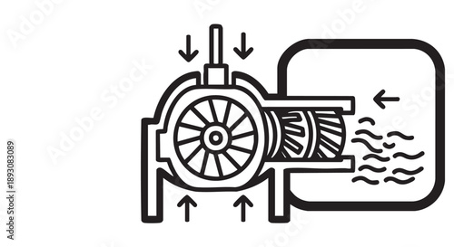 Mechanical pump illustration showing operational mechanism and fluid flow direction