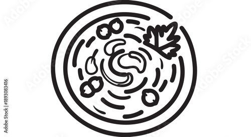 An illustrated plate of food viewed from directly above in a simple graphic style