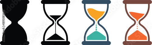 Hourglass Icon Poster, thin outline hourglass, black line icon, time concept