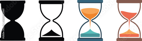 Hourglass Icon Poster, thin outline hourglass, black line icon, time concept