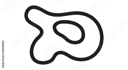 A black line drawing of a racetrack viewed from above on a plain background