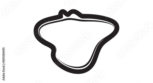 A simple black and white graphic illustration of a rounded shape viewed from directly above