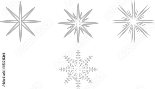 Gray starburst shapes on white background