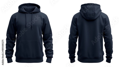 Wallpaper Mural Blue female hoodie sweatshirt with long sleeve  women hoody with hood for your design mockup for print  isolated on white background. Template sport pullover front and back view Torontodigital.ca