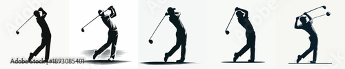 Silhouette of a Man Playing Golf Vector Illustration