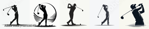 Silhouette of a Man Playing Golf Vector Illustration