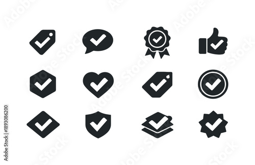 Harmonious Product Icons. Product recommendations. Icon set. Set Logo of product recommendations: recommended label tag icon. harmonious logo variations of the