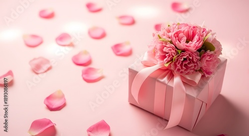 Beautiful pink flowers and petals for mother's day gift ideas and celebrations