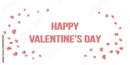 Valentine's Day template vector illustration, card, banner. Hand drawn lettering and calligraphy with cute heart on pink background. Valentine's day concept.