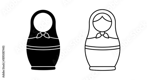 Russian nesting dolls black white traditional Vector