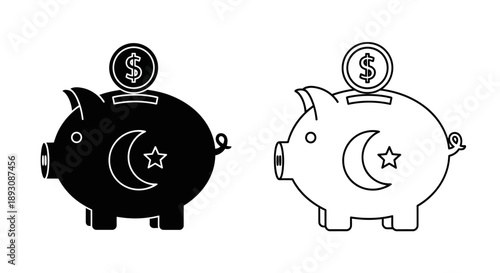 Piggy bank savings money coin financial illustration Vector