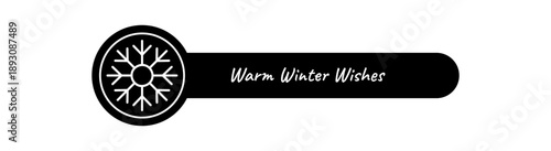 Black outline snowflake sticker label with bold holiday style. Snow flake ornament on winter package box and shipping lid seal element. Decorative xmas detail for seasonal package.