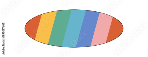 Groovy retro abstract shape in bright colorful orange with a modern y2k feel. Groovy element as rainbow sticker, perfect for trendy pop art concepts and creative backgrounds in a contemporary