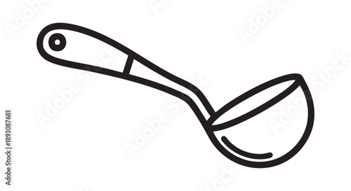 Simple line drawing of an ice cream scoop on a plain background from a straightforward viewpoint