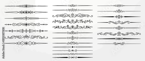 Decorative dividers, elegant line art, ornamental borders, vintage separators, floral accents, whimsical designs, creative embellishments, graphic elements, black vector patterns, design resources