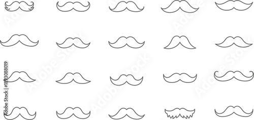 Various gray mustache outlines on white background moustache facial hair