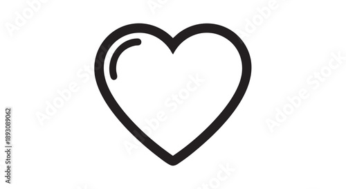 Simple black heart icon illustration on a clean background viewed from the front