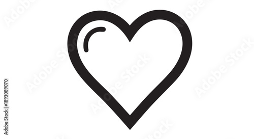 A simple black heart icon illustration on a clean background viewed directly from the front.