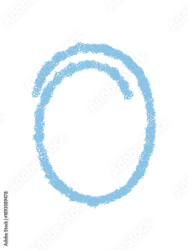 Oval crayon frame with chalk texture and soft contour sketch. Hand drawn badge as blue highlight icon. Scribble circle background adds rough text element for minimal template or creative card.